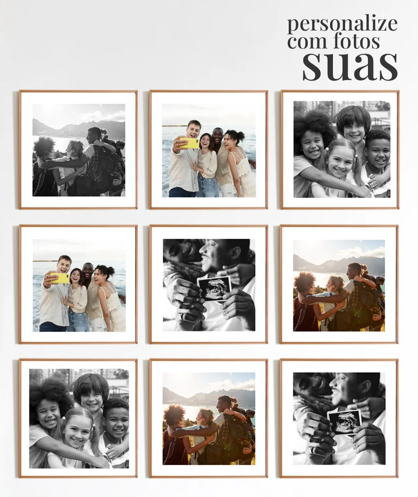 Kit 9 Quadros Personalizados Com Foto 25x25 cm
