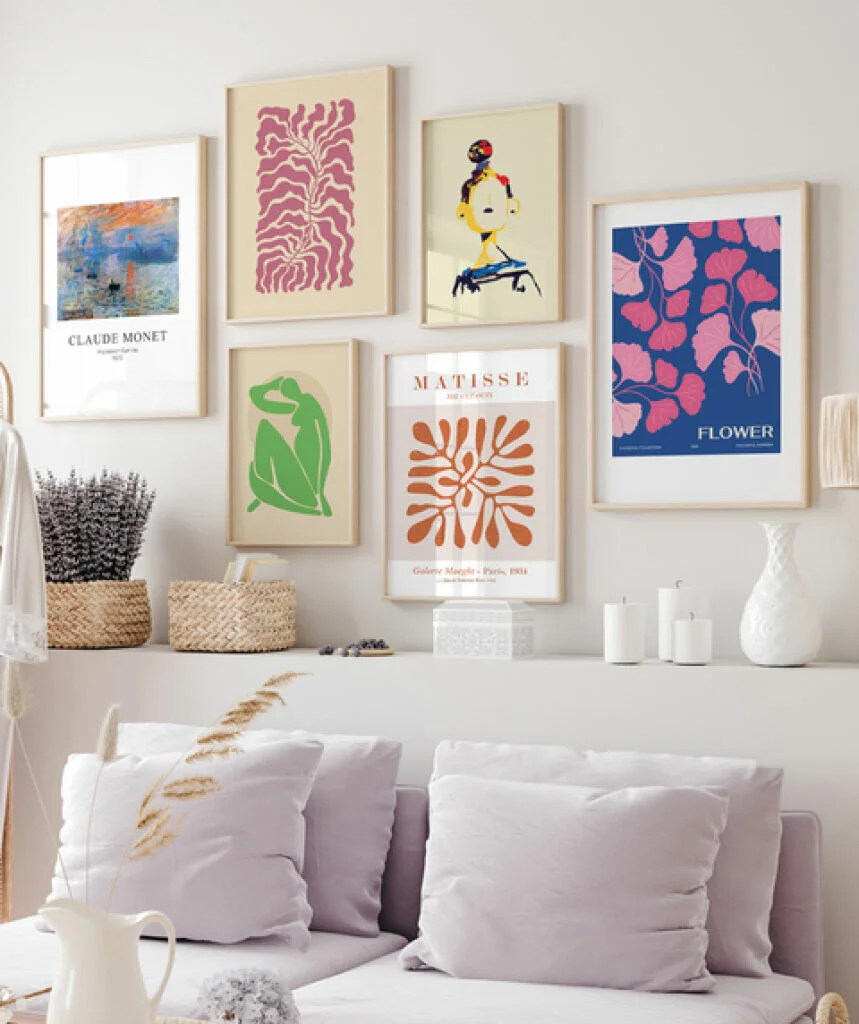 Kit Modern Colors 02 Quadros 50x70 cm, 02 40x50 cm e 02 30x42 cm